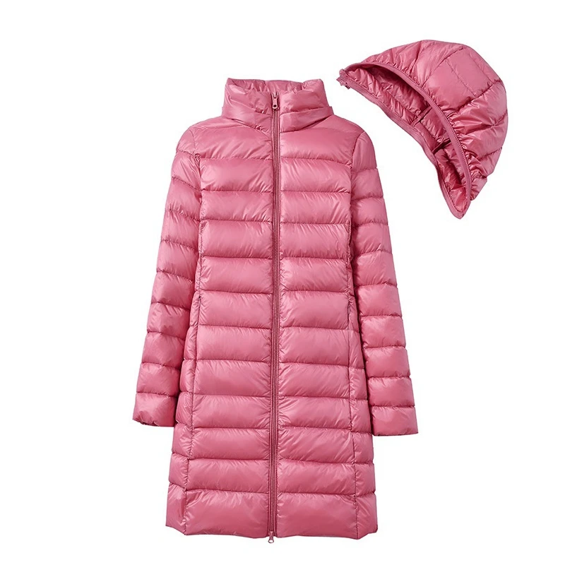 Plus size 5xl thick long down jacket women winter ultra light down jacket women with hooded down coat female hat detachable