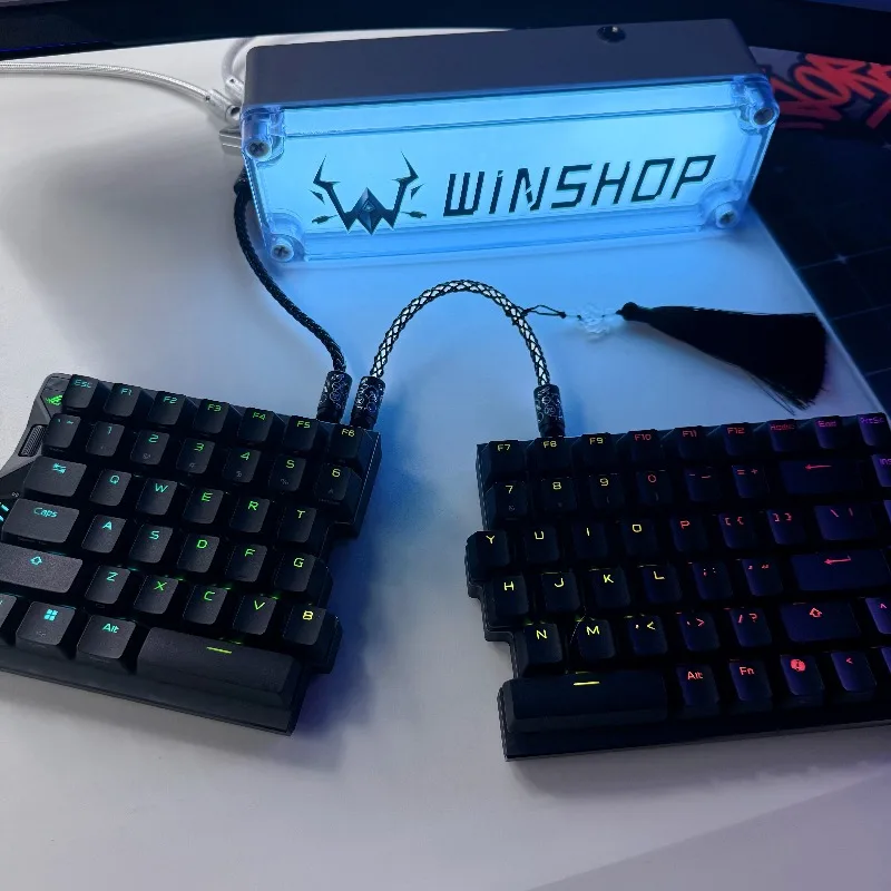 winshop Single Crystal Copper 8K Mouse Cable Dual Type-C Glowing Data Line for Shadow Wizard Ultra-short Gaming Cable 8000Hz