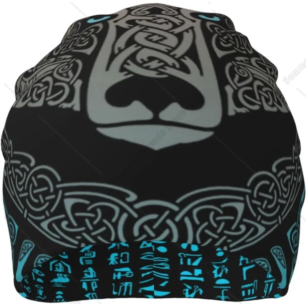 Vikings Norse Runes Beanie Hat Cap Winter Softknit Stocking Cap Slouchy Headwear for Adult Outdoor image 2