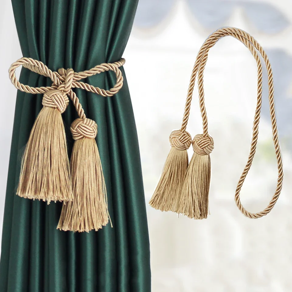 

1Pc Tassel Curtain Tieback Gold Tiebacks for Curtains Rope Holder Accessories Polyester Curtain Cord Blackout Curtain hanger