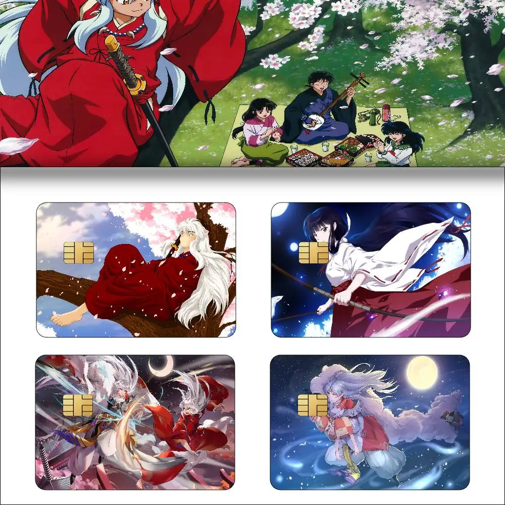 Anime InuYasha Anime 1 Set Of 4 Pcs Funny Shell Ultra Thin No Fade Sticker Skin Cover Film For Debit Credit Card