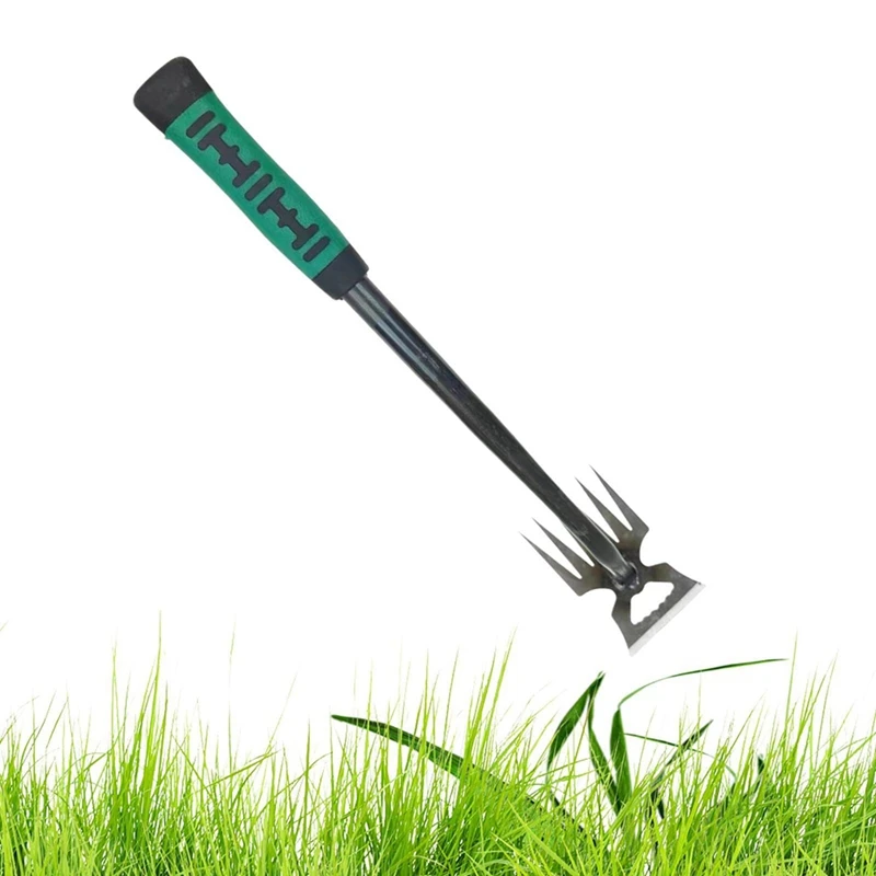 PZHI Garden Weeding Teeth Tool, Hand Uprooting Weeder with Forged Steel, 5 Prongs, Multi-Purpose Puller for Lawn Courtyard Farm