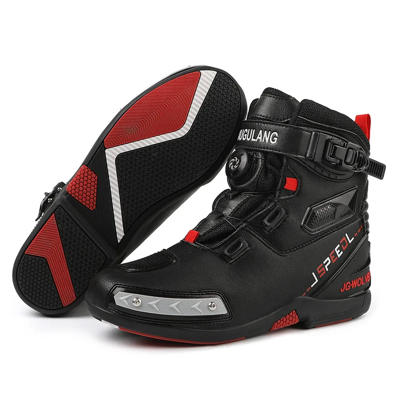 JG-wolf Men Motorcycle Boots Leather Motocross Boots Durable