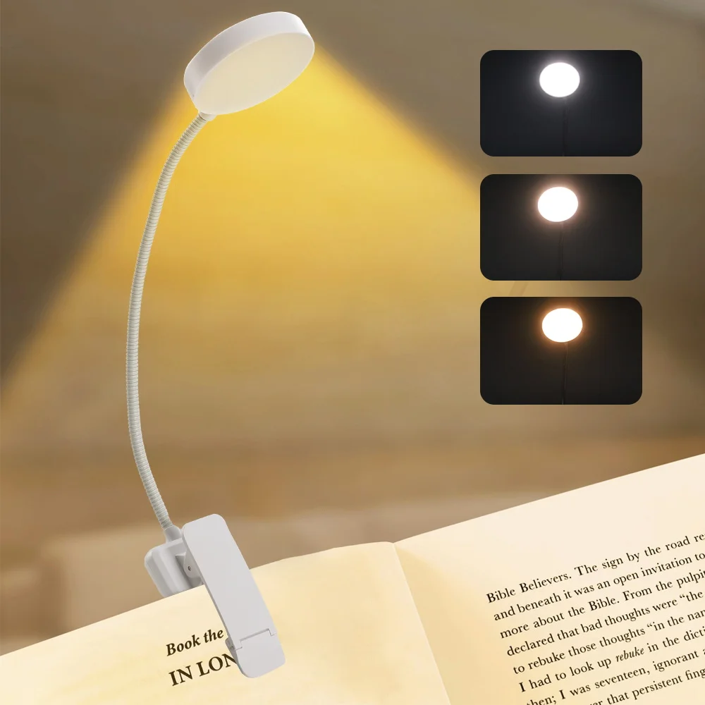 

1/2/4pack Circular book holder lamp 31 lamps USB charging version reading lamp with 3 color temperatures variable dimming-White