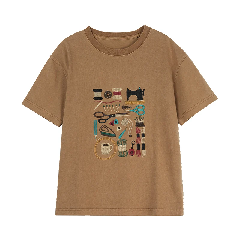 

Женский летний топ-пуловер с вышивкой, коротким рукавом, круглым вырезом, длиной 60 см, размер S, в китайском стиле