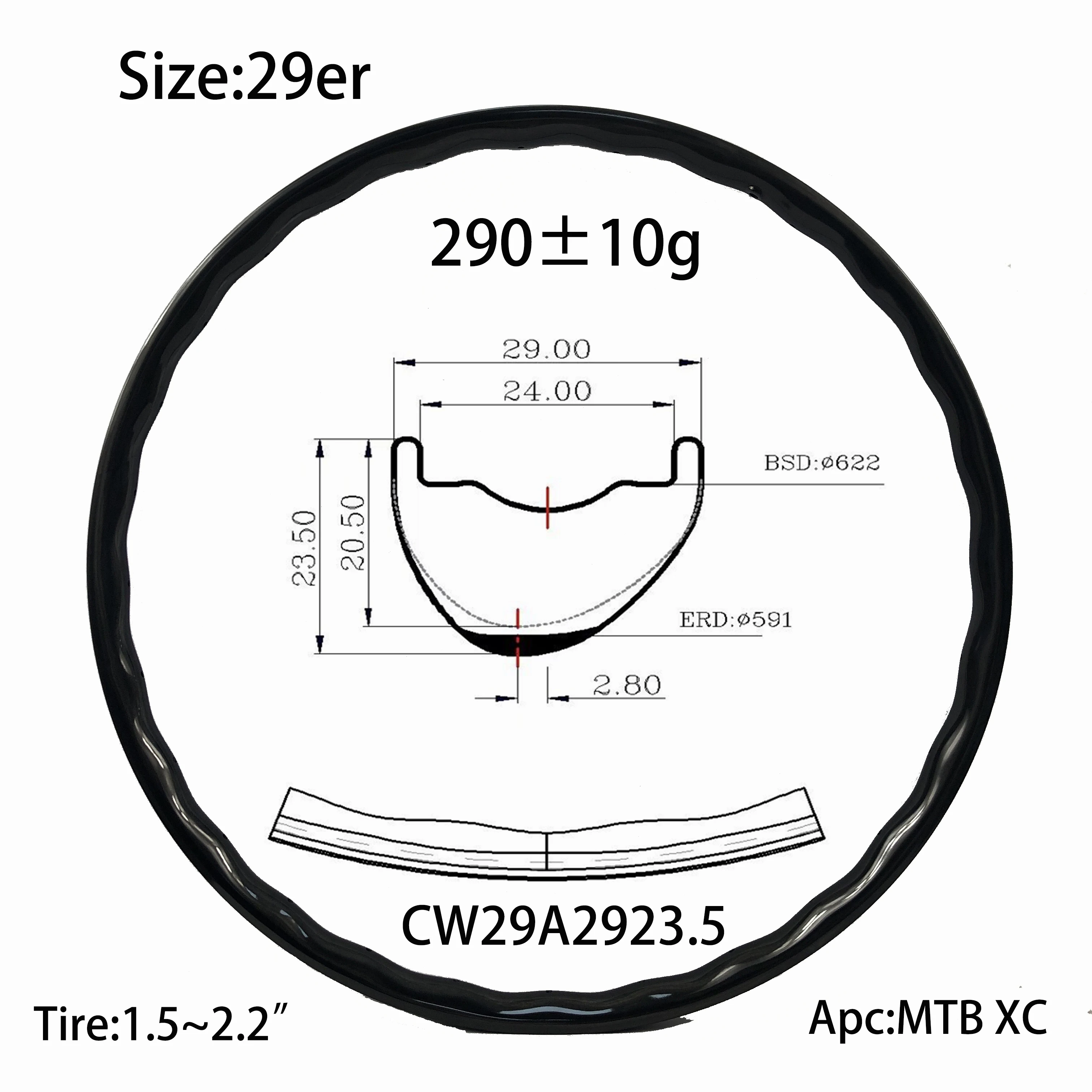 Super light asymmetry 29er Bicycle Carbon wave shape MTB wheel 31mm width mountian XC ride rim bike part  online hot sale Newest