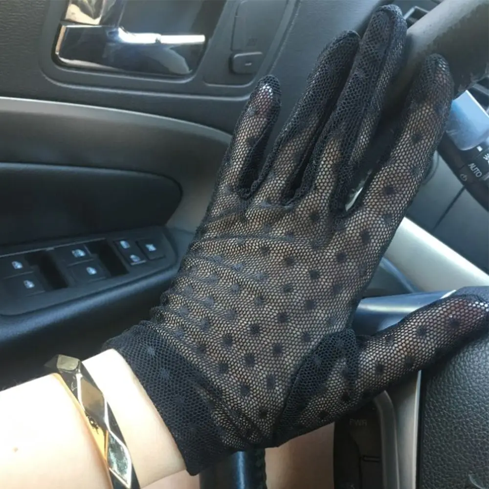 

Riding Sunscreen Mesh Lace Sexy Lattice Women Gloves Short Gloves Driving Gloves Finger gloves