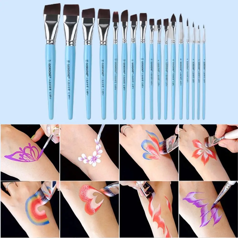 Body Pinting Face Body Art Paint Multifunctional Wooden Handle Paint Brushes Set Nylon Brush Portable Drawing Art Pen Paintbrush