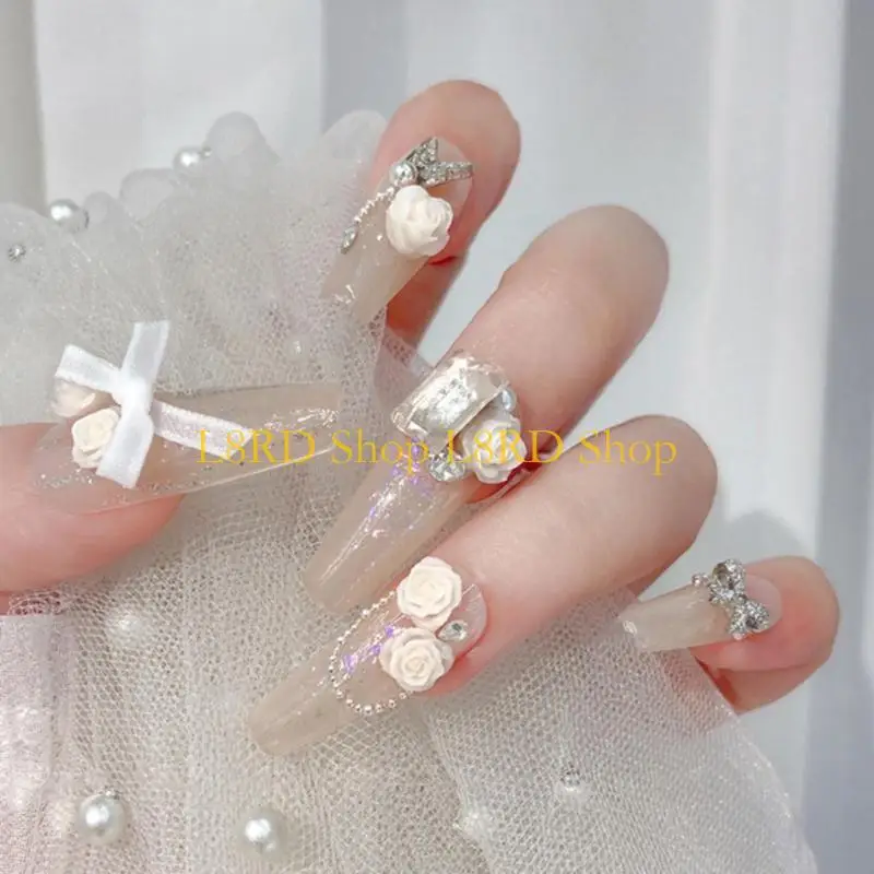L8rd charmes fleurs ongles art charmes ongles rectangle ongles