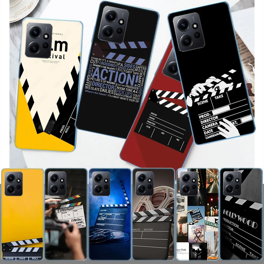 Clapper Board Film Movie Maker Cover Case For Xiaomi Redmi Note 13 5G Plus 12 12C 10 10A 10C 10X 9 9A 8 8A K60 K70 K20 Pro Phone