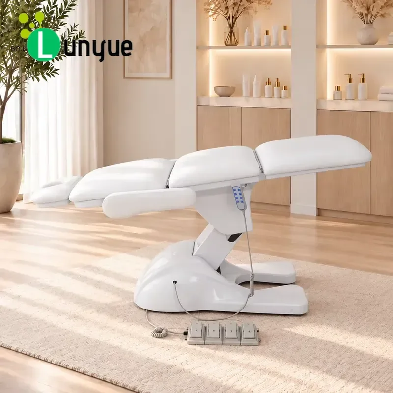 Modern Gold 3 Motor Electric Facial Spa Bed Medical Beauty Recliner Tattoo Treatment Furniture for Clinic