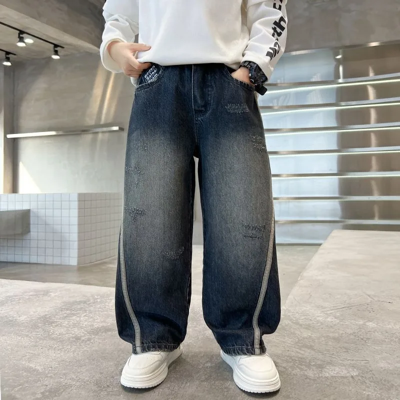 2025 New Boys Straight Jeans Big & Tall Kids Autumn Winter Denim Pants Boys Long Jeans 2 2025 New Boys Straight Jeans Big & Tall Kids Autumn Winter Denim Pants Boys Long Jeans 2