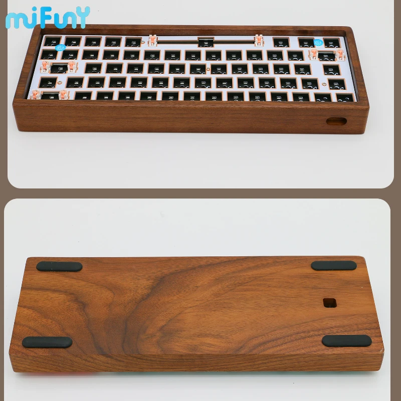 Imagem -03 - Mifuny-kit de Teclado Mecânico sem Fio Bluetooth Rgb Backlit Hot Swap Walnut Wood Computador Laptop 60 64 Key