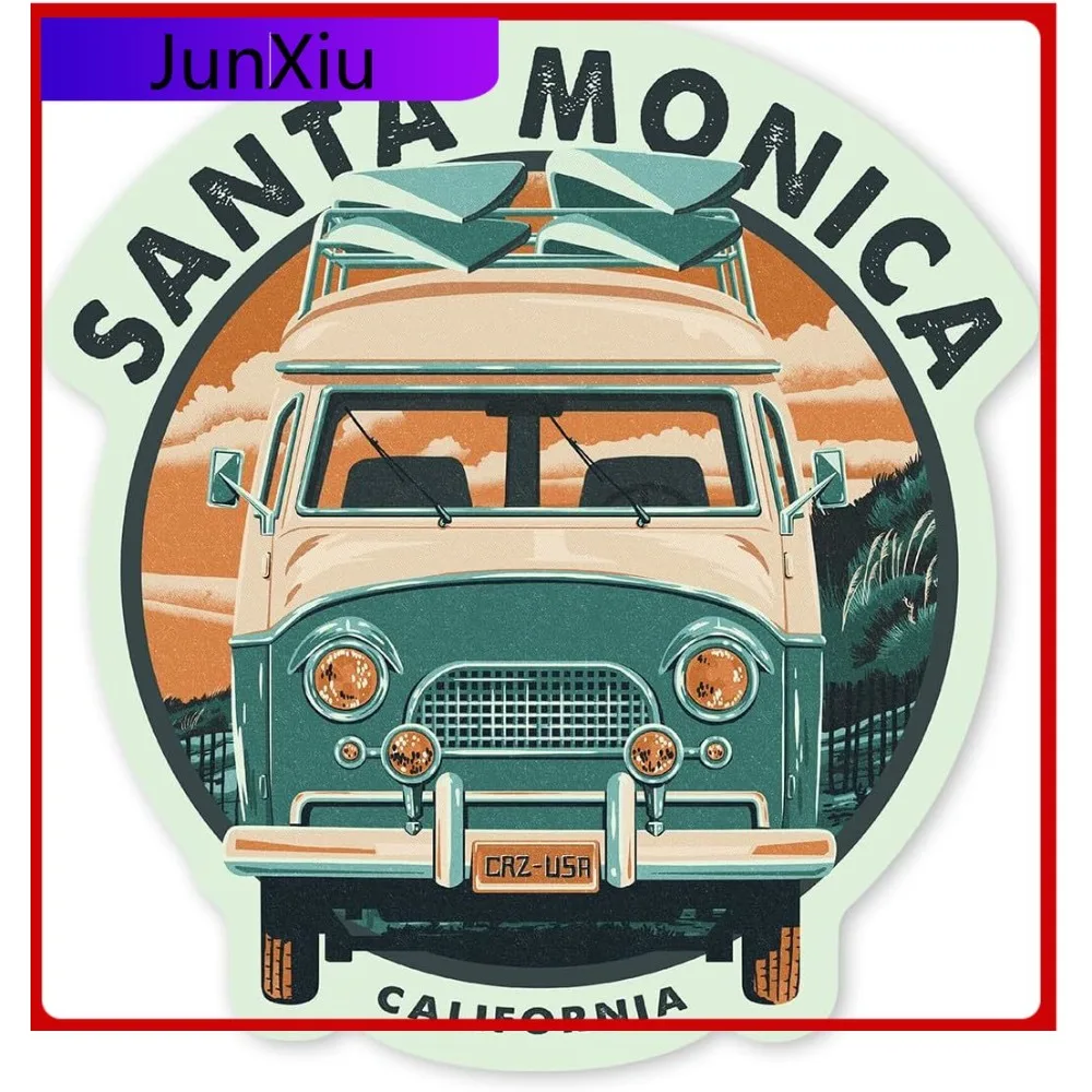 

Die Cut Sticker Santa MonicaCalifornia, Letterpress, Camper Waterproof Decal for Cars, Water Bottles, Laptops, Coolers