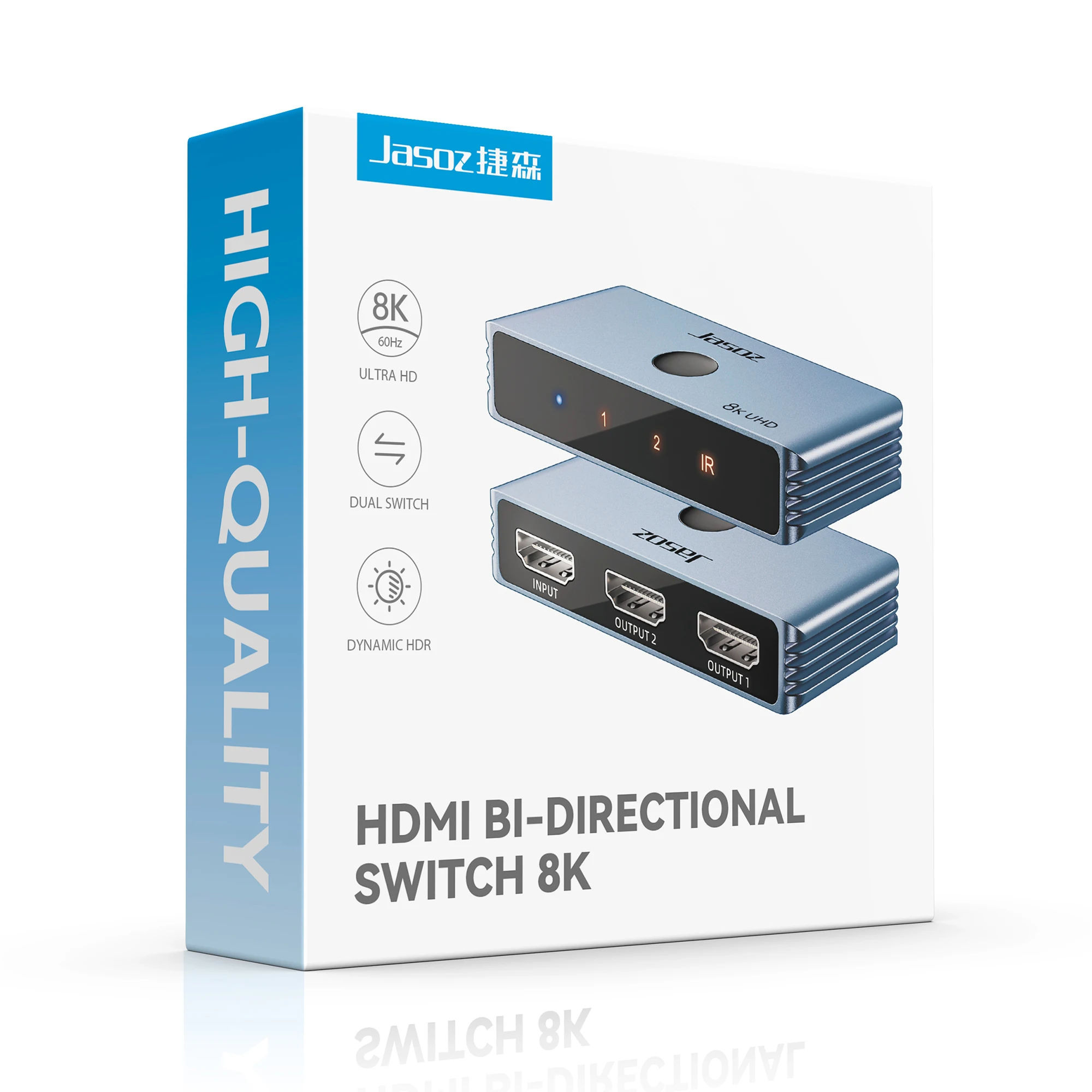 Jasoz HDMI 2.1 Switch 8K 60Hz 4K 120Hz Bi-directioneel 2 In 1 Uit HDMI Switcher voor Xiaomi TV Box PS4/5 Xbox 8K HDMI 2.1 Splitter