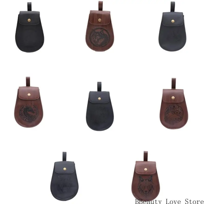 

Vikinges Costume Accessories,Medieval Pirate Leather Belt Pouches Halloween Cosplay Costumes