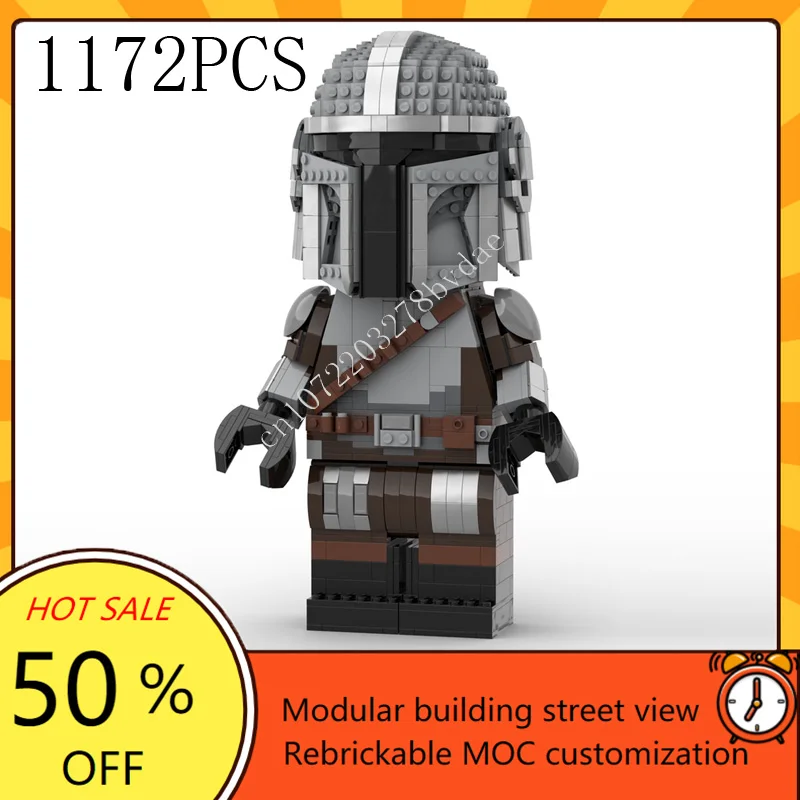 

MOC Space Battle Series Mandalorian helmet Figure Model Custom Puzzles Technology Education DIY Creative Assembly Toy Kids Gifts