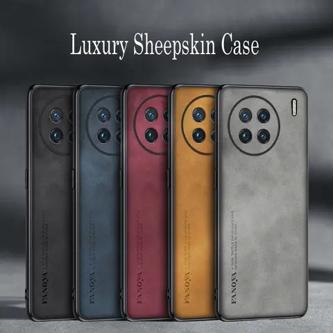 Luxury Sheepskin Leather Shockproof Silicone Case For Vivo X90 X90S X80 X70 X60 X60T X50 X30 Pro Plus Lite Phone Case Cover
