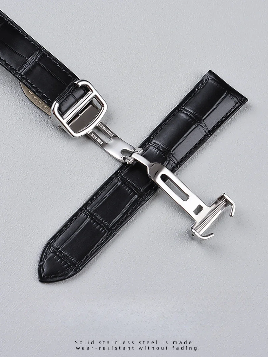 For Cartier Black Brown Watch Strap Men Women Bamboo Knot Pattern 17 18 20 22mm Leather Tank Must London Solo Claire Accessories