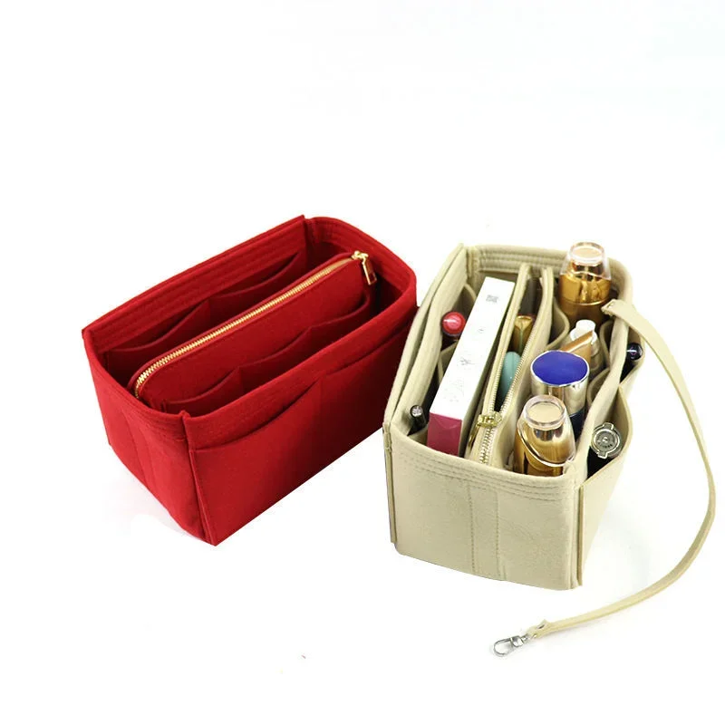 New Women Make Up Organizer Felt Insert Bag for Handbag Travel Inner Purse Portable Cosmetic Bags Fit Various Brand Bags