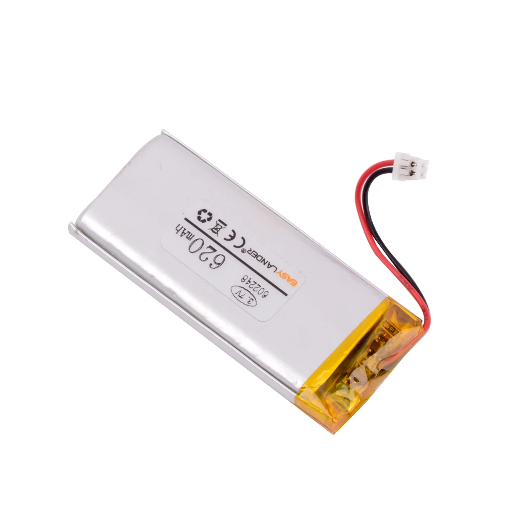 JST 1.25mm 2 pin  602248 3.7V 650mAh Lithium Polymer Li-Po Rechargeable li ion Battery