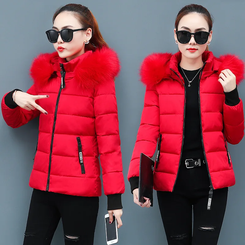 Sustans Zipper Fur Hooded Short Jacket Thickened Coat For Women Clothes Winter Casual Elegant Long Sleeve Warm New In Outerwears