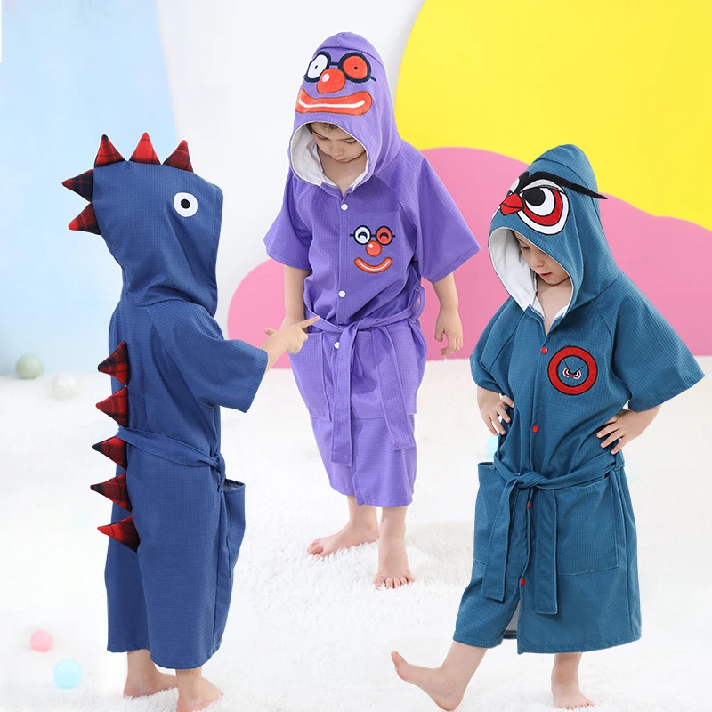 

Kids Hooded Bathrobe Absorbent for Baby Shower Robe, Children's Wearable Swim Beach Bath Towel, Boys Girls Pajamas Dressing Gown