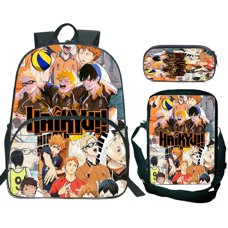 Anime Haikyuu Backpack 3pcs Set School Bags With Shoulder Bag Pencil Bag Children Backpacks for Boys Girls Laptop Bookbag Gift