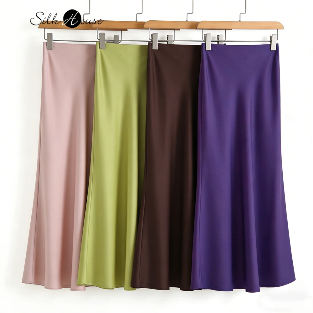 

Женская повседневная летняя одежда 2026: расширенная коллекция, 100% натуральный шелк тутового шелкопряда, атласная юбка с эластичным поясом, утягивающая, с эффектом утяжки бедер