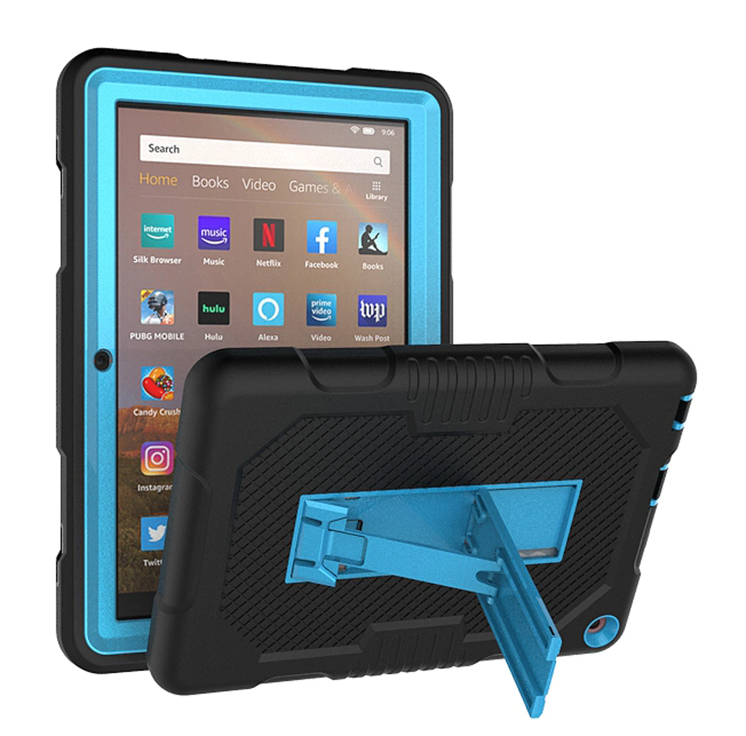 Para Amazon Fire HD8 plus 2020 10. ° Funda para tableta de 8 pulgadas Funda con soporte trasero Funda Coque niños carcasa segura a prueba de golpes con soporte trasero