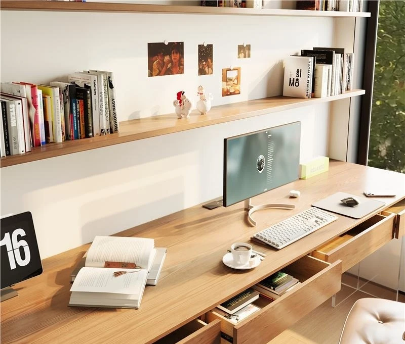 Desk with drawer Suspended acrylic all-in-one desk double computer desk bedroom