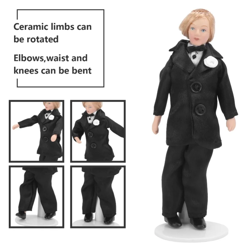 Maison de poupée marié Miniature porcelaine poupée marié 1/12 échelle maison de poupée accessoire de décoration