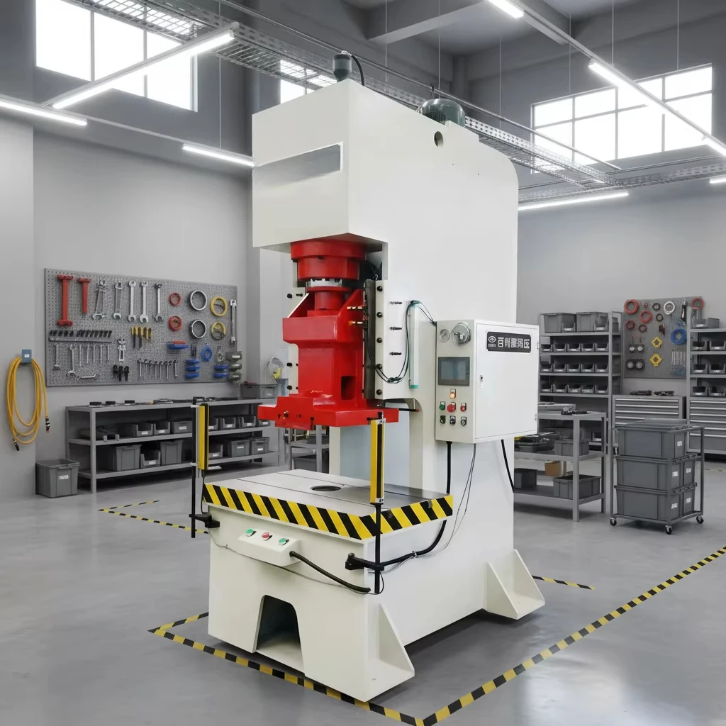 YB41-10T Single C-Frame Servo Hydraulic Press Machine PLC High-Accuracy 380V 2.2kW Bearing 300mm Slide Stroke Motor