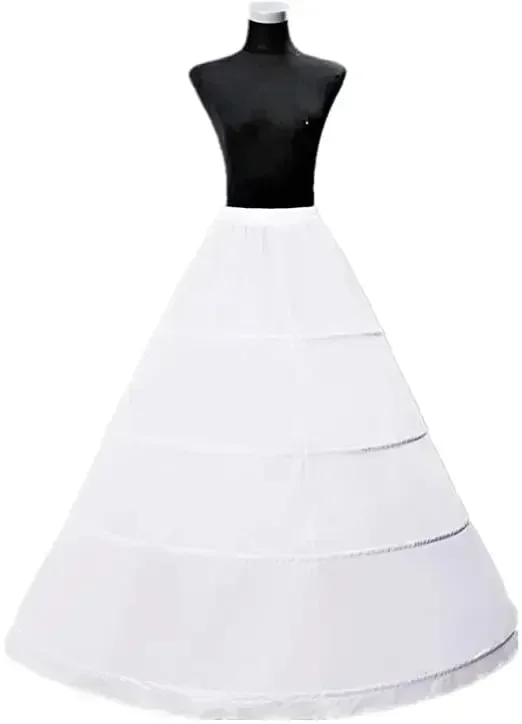 Hot Sale Women's 4-Hoop A-Line Floor Length Wedding Ball Gown Petticoat Underskirt Crinoline