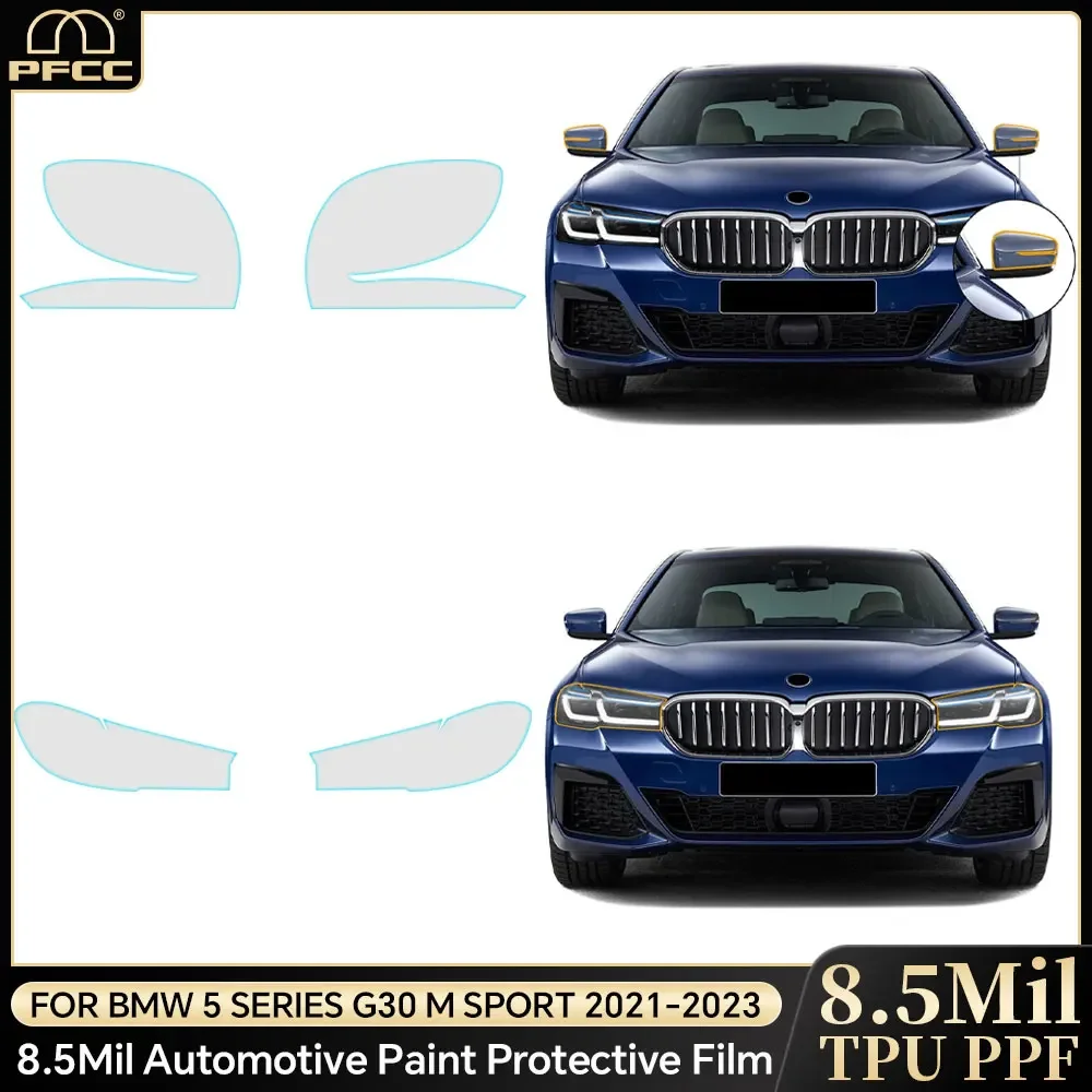 

For BMW 5 Series G30 M Sport 2021-2023 Headlight Rearview Anti-scratch TPU Paint Protection Film Pre-cut PPF Clear Bra Resistant