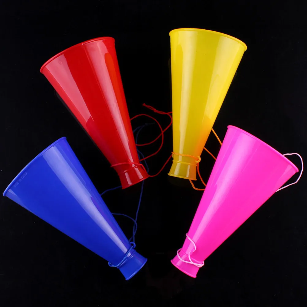 6Pcs Fun Plastic Cheer Trumpets Party Favors Sports Game Accessories Music Interest Booster Portable Horn Loud Sound Maker Red