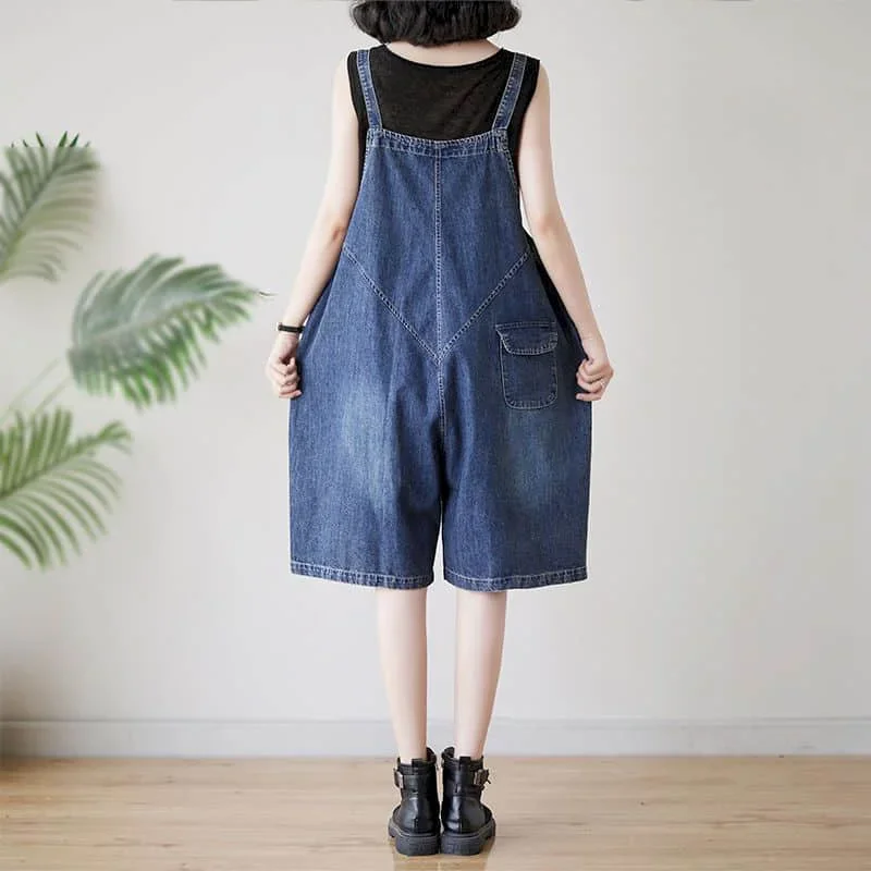 Kombinezony dżinsowe dla kobiet topy Vintage luźne spodenki z szerokimi nogawkami ponadgabarytowe pajacyki Casual Playsuits stroje jednoczęściowe odzież damska