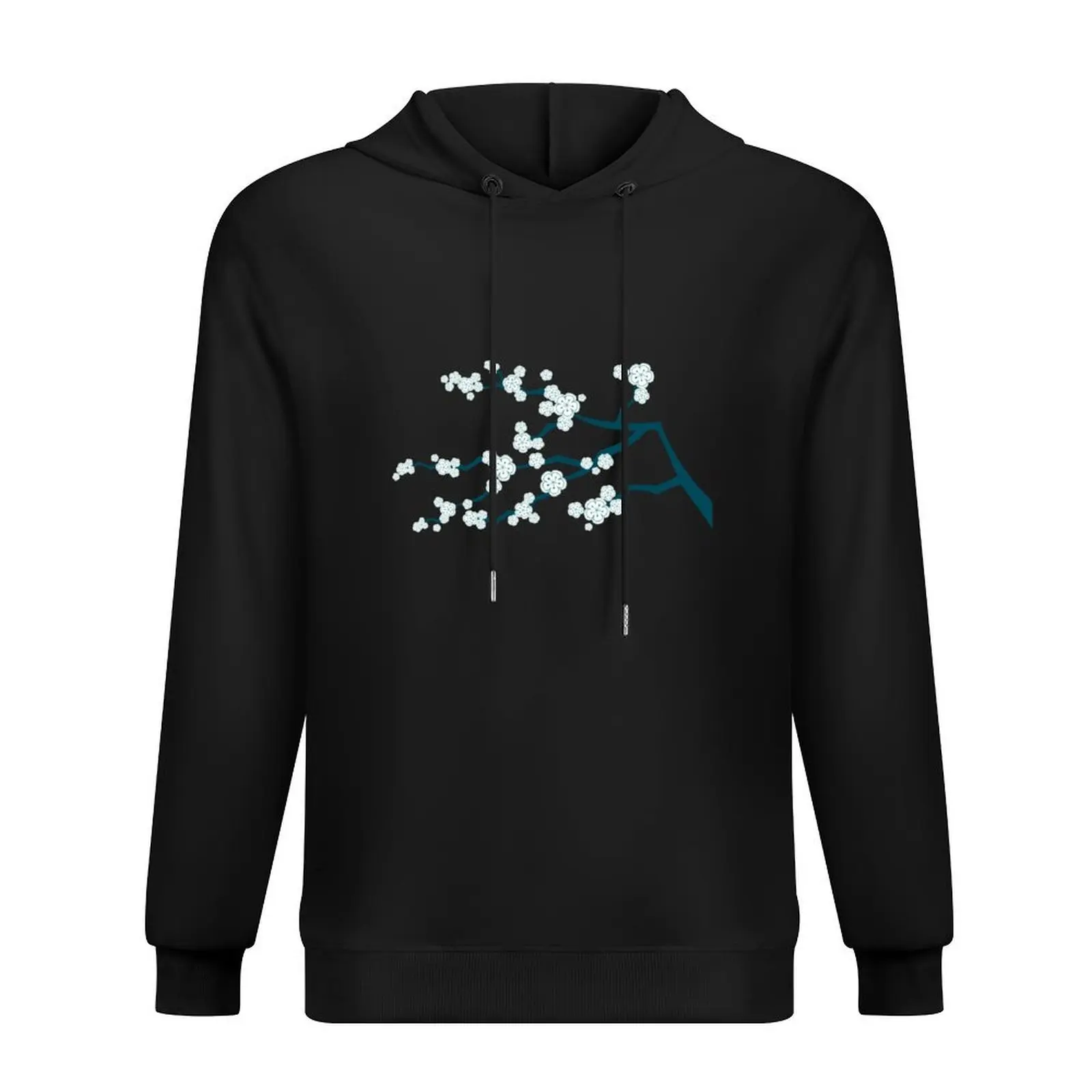 

White Oriental Cherry Blossoms On Turquoise Blue Zen Japanese Sakura Flowers  fatfatin Hoodie