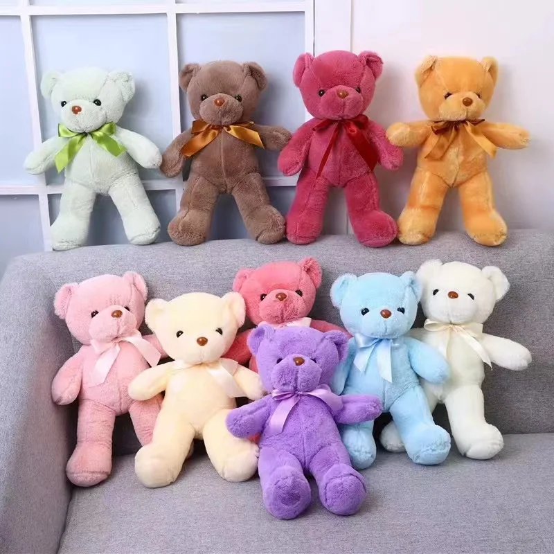 

Colorful Teddy Bear Plush Toy Cute Ribbon Bear Kids Doll Sleeping Pillow Stuffed Animal Gift