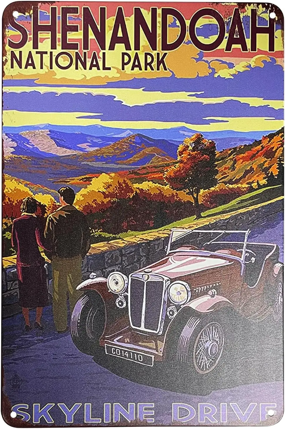 

Металлическая табличка AVIKURA «Skyline Drive - Национальный парк Шенандоа», винтажный металлический постер, настенный декор, подвесная вывеска, художественная табличка