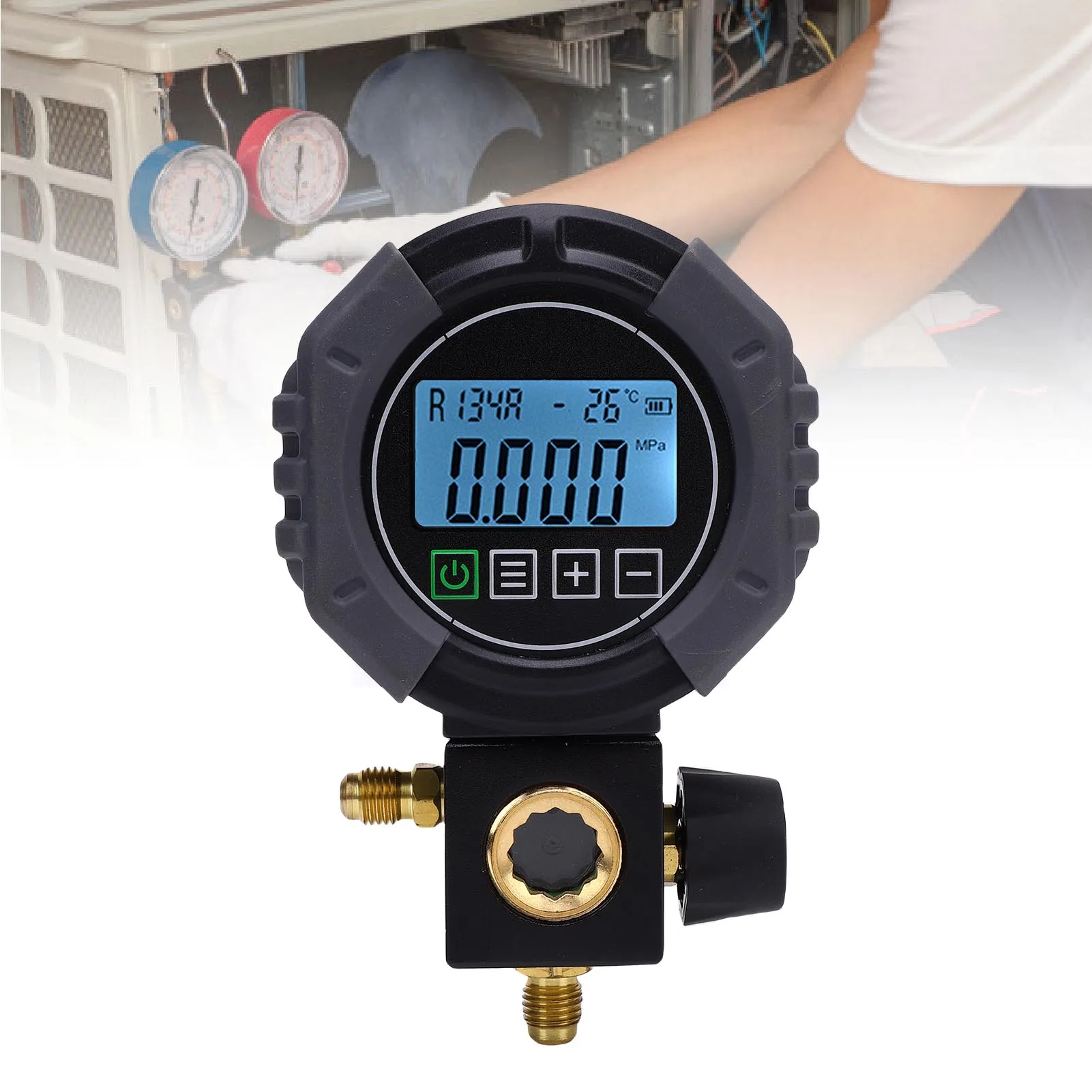 Digital Single Manifold Meter Automatic Shutdown Leakage Proof Refrigeration Pressure Tester Versatile 0-60BAR for Maintenance