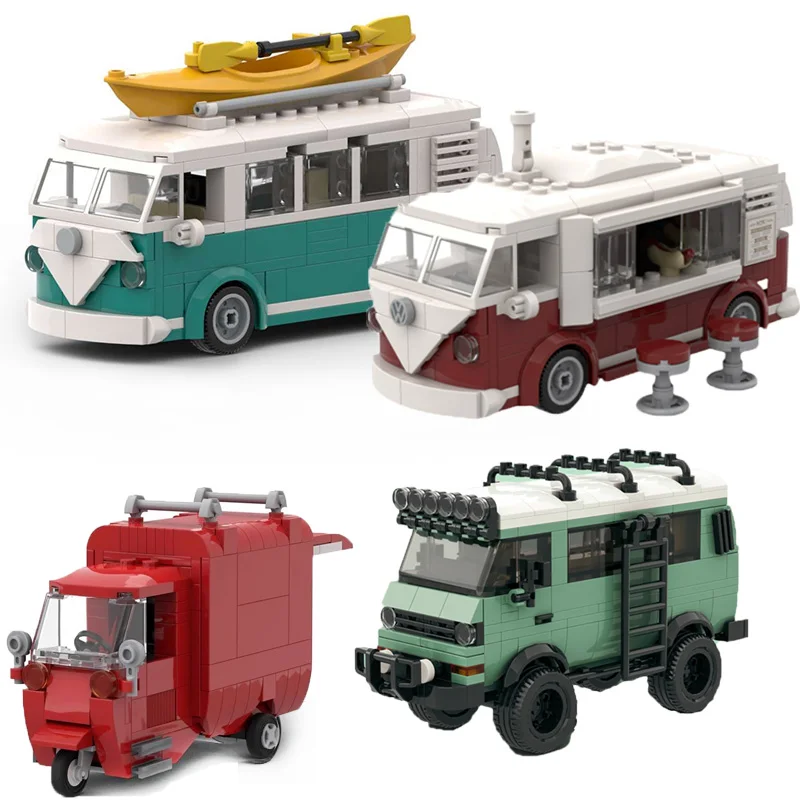 

Креативный кемпер-фургон/ресторан MOC, набор строительных блоков, сборка, различные модели автомобиля, кирпичи из мелких частиц, игрушки, праздничные подарки