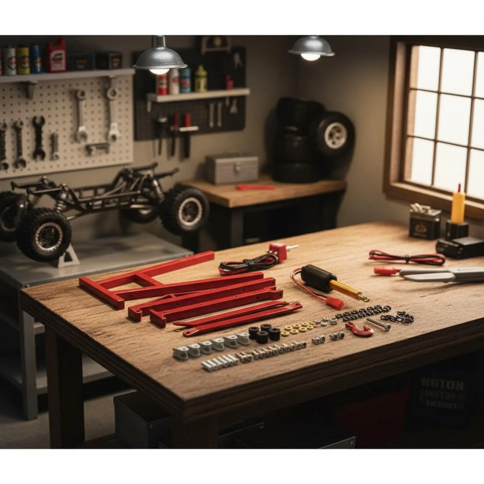 1/10 Scale Garage Set Hobby Display Prop Rc Engine Hoist Model Car Hoist Miniature Build Kit Model Car Lift Die-Cast Metal