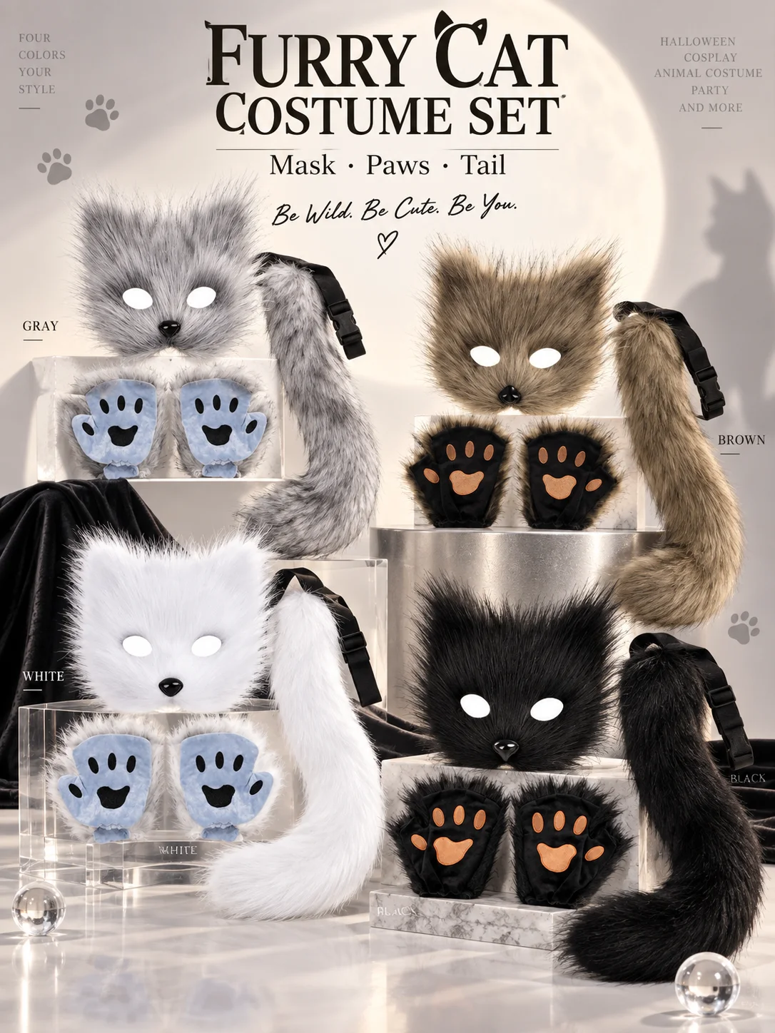 Kit Chat en Peluche – Masque, Gants et Queue – photo 3