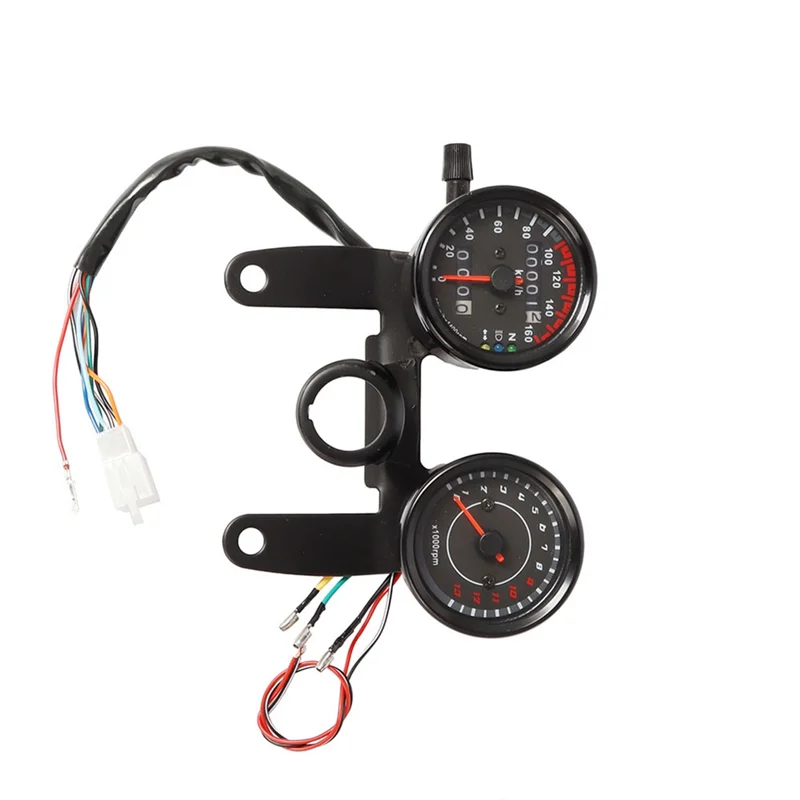 

NEW-1 PCS Universal Motorcycle Speedometer Odometer LED Backlight Tachometer Black Metal