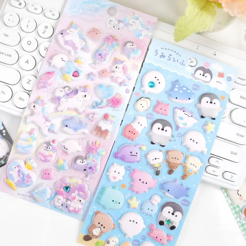 1 pc Cartoon Rabbit Ghost Noctilucent Puffy 3D Stickers Scrapbooking Diy Journal Stationery Sticker Sheet Gift Deco Prize