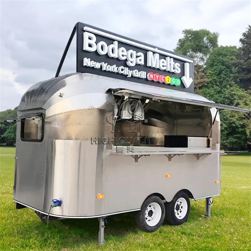 Heavy Duty Food Truck Mobile Kitchen Cart Hot Dog Pizza Burger Fries Ice Cream Lemonade Taco BBQ Concession Vendor