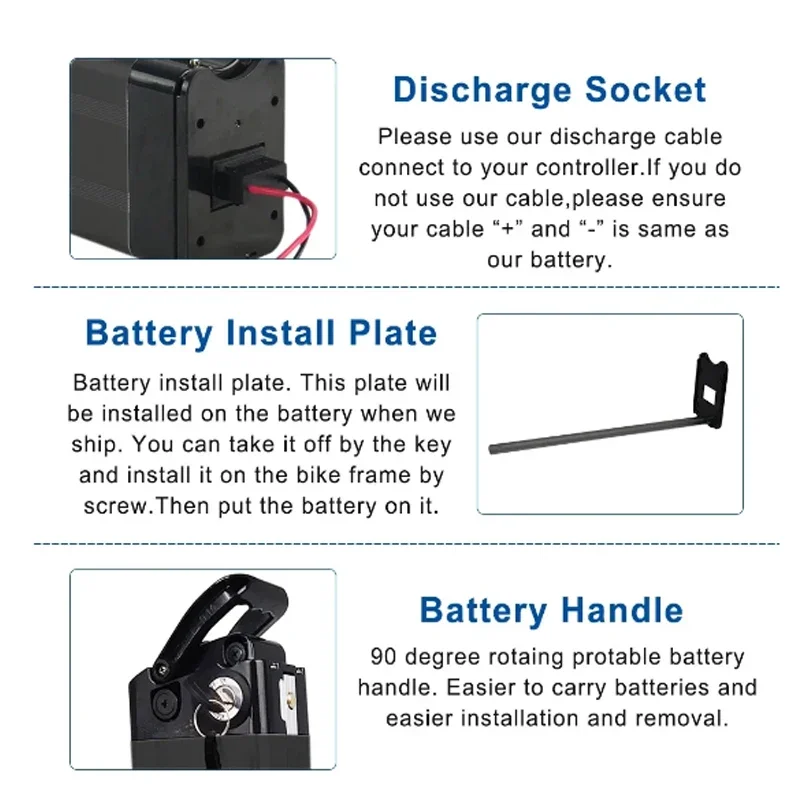 48V Folding Ebike Battery 36V 10Ah  15Ah 20Ah For Samebike LO26 20LVXD30 DCH 006 Ebike 18650 Battery Pack Electric Bicycle