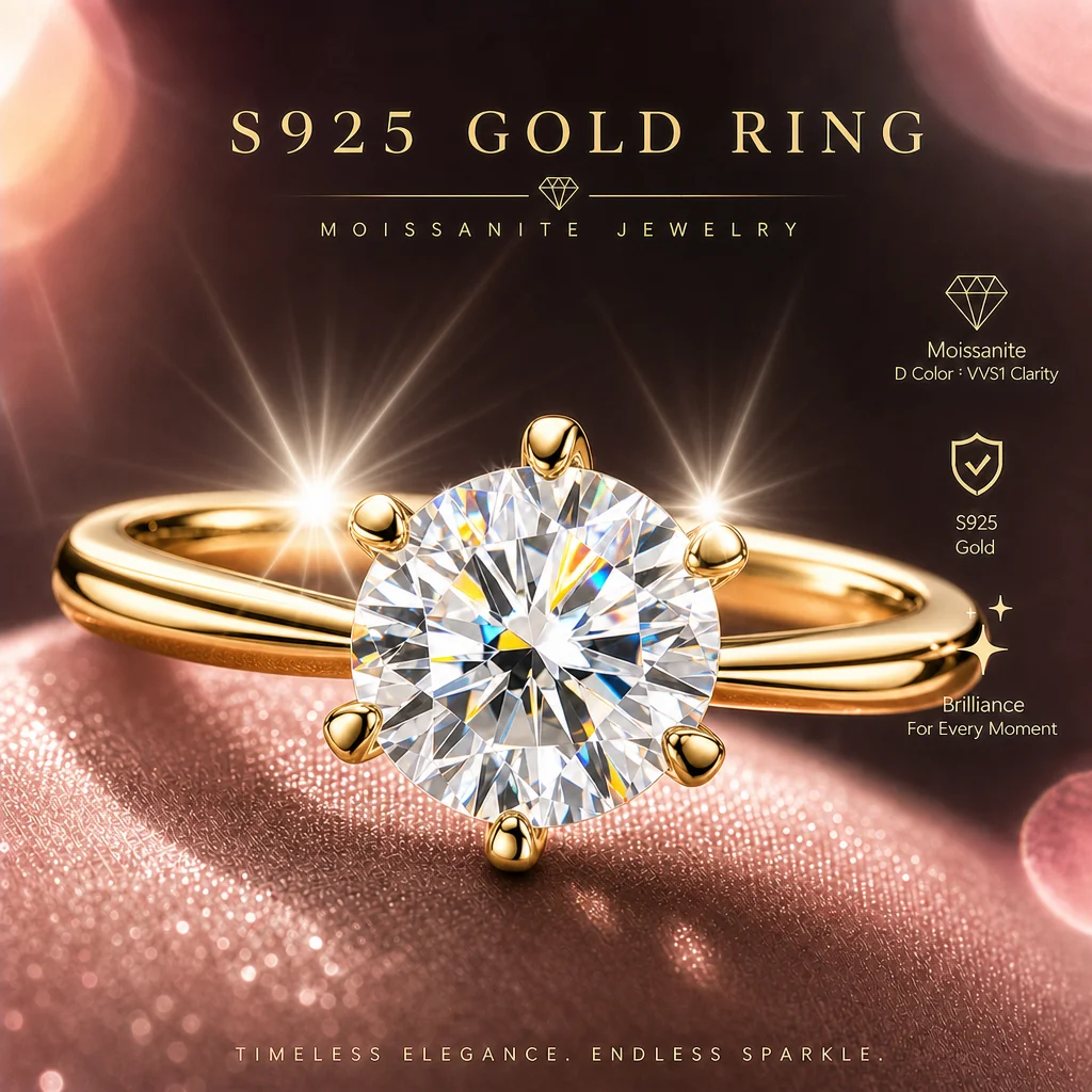 Adjustable Size Rings With GRA Certificate 1CT Round Moissanite Diamond For Women Gift 925 Sterling Silver High Quality Jewelry