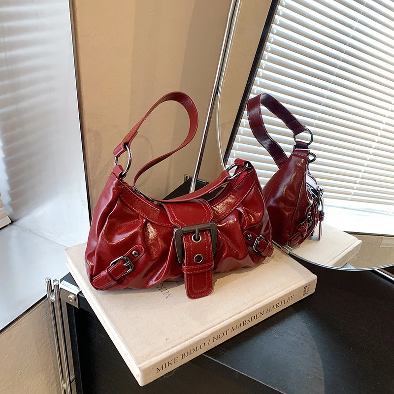 

2025 Spring Hot Selling Maillard Style Retro Style Small Bag Spicy Girl Y2K Wasteland Style Vintage Leather Shoulder Armpit Bag